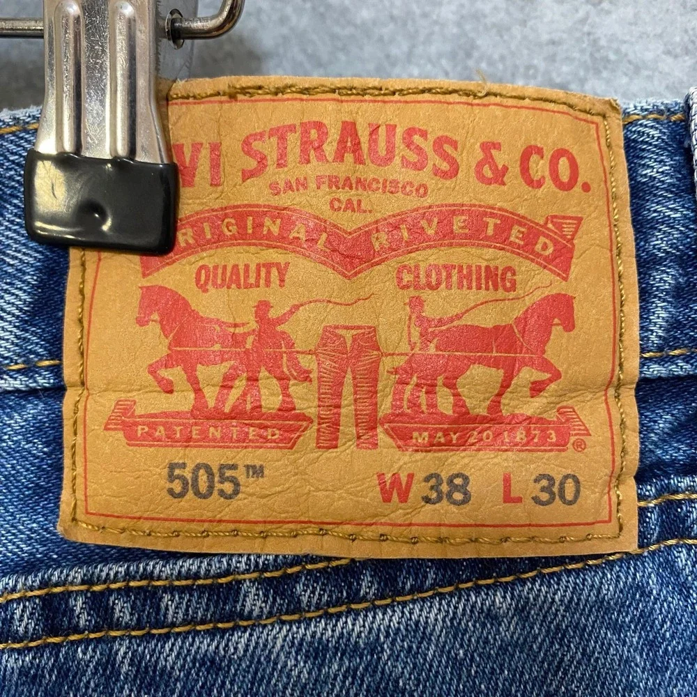 LEVIS 505 Jeans Mens 38x30 Straight Leg Blue Casual Cowboy Cotton Denim NEW